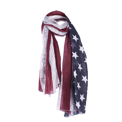 American Flag Lightweight Dark Muted Fall Colored Scarf, 72